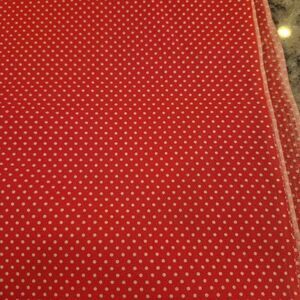 Fabric, Red & White Stiff Cotton Small Polka Dot 45" wide x 2 yds